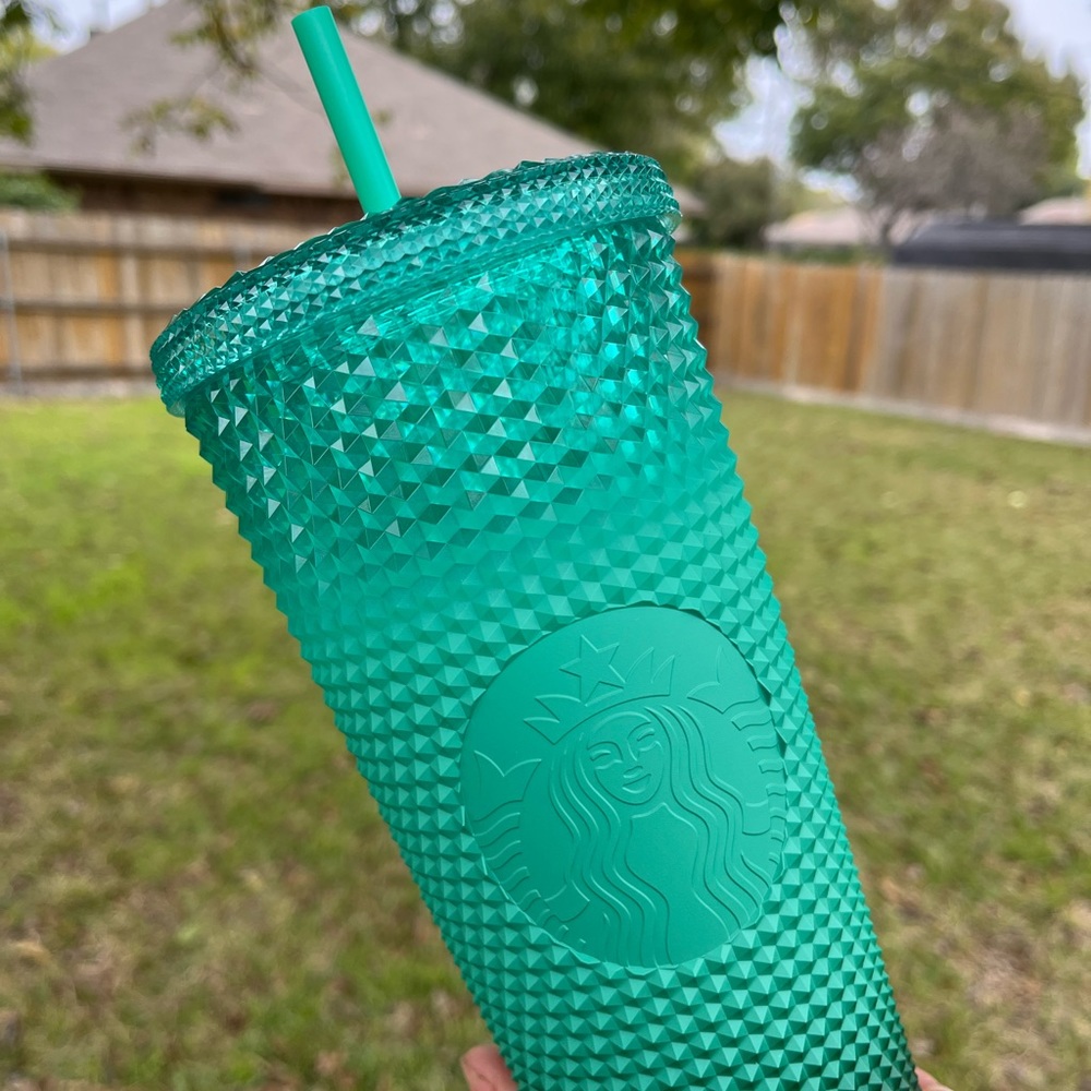 Starbucks mint blue teal green waxberry gradient venti bling Studded Tumbler - Picture 2 of 2